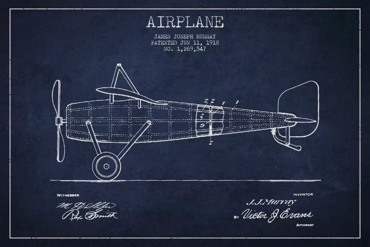 Airplane Navy Blue Patent Blueprint II