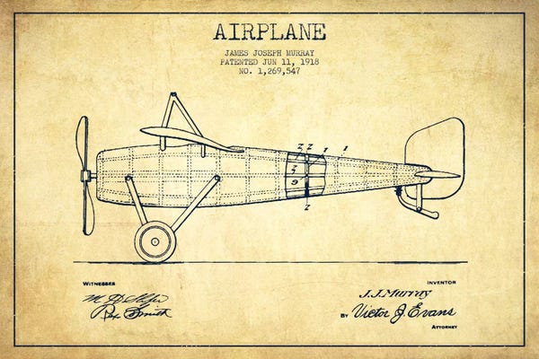 Aviation Blueprints: Airplane Vintage Patent Blueprint II by Aged Pixel