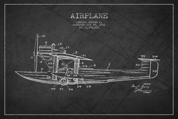 Airplane Charcoal Patent Blueprint III