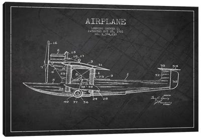 Airplane Charcoal Patent Blueprint Canvas Art Print - Aged Pixel: Aviation