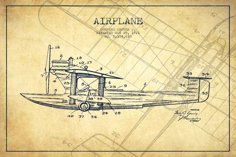 Airplane Vintage Patent Blueprint III