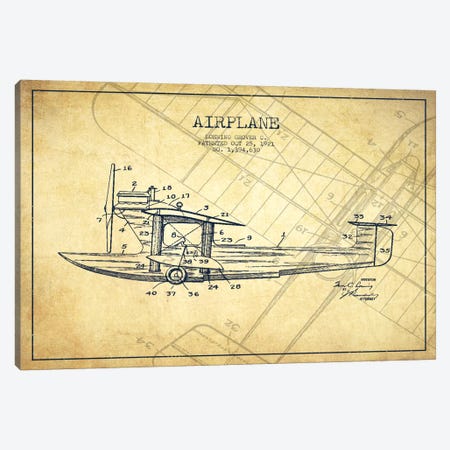 Airplane Vintage Patent Blueprint Canvas Print #ADP2319} by Aged Pixel Canvas Artwork