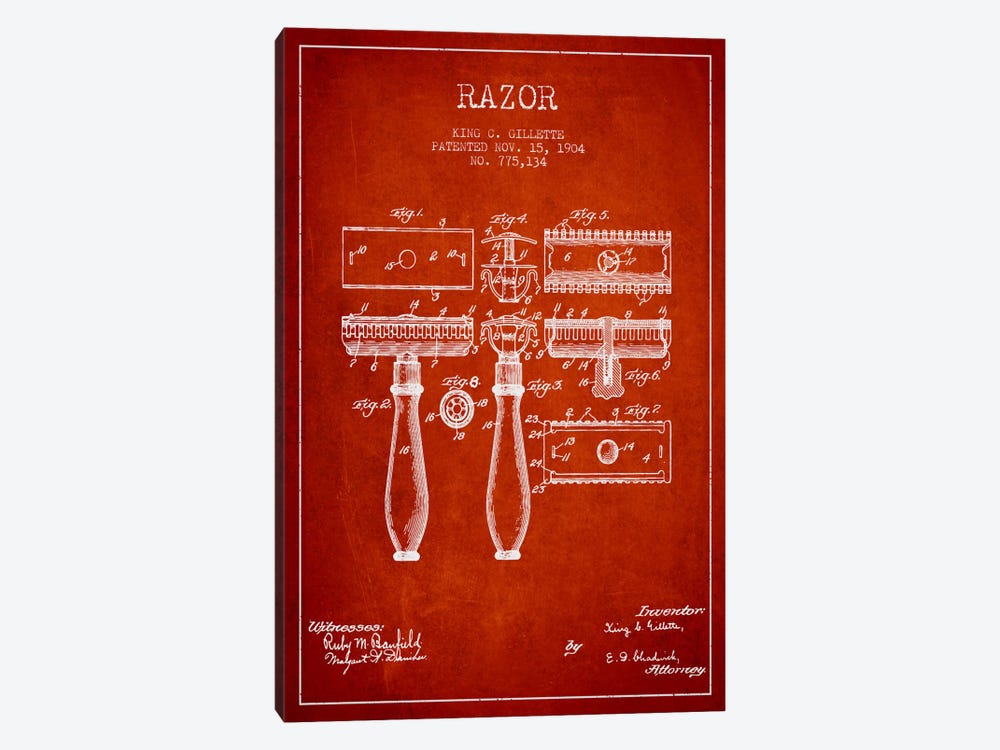 Razor Red Patent Blueprint by Aged Pixel 1-piece Canvas Art