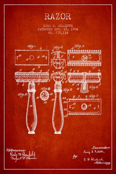 Aged Pixel: Razor Red Patent Blueprint by Aged Pixel