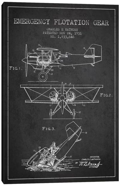 Float Plane Charcoal Patent Blueprint Canvas Art Print - Aged Pixel: Aviation