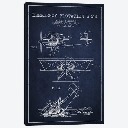 Float Plane Navy Blue Patent Blueprint Canvas Print #ADP2322} by Aged Pixel Canvas Print