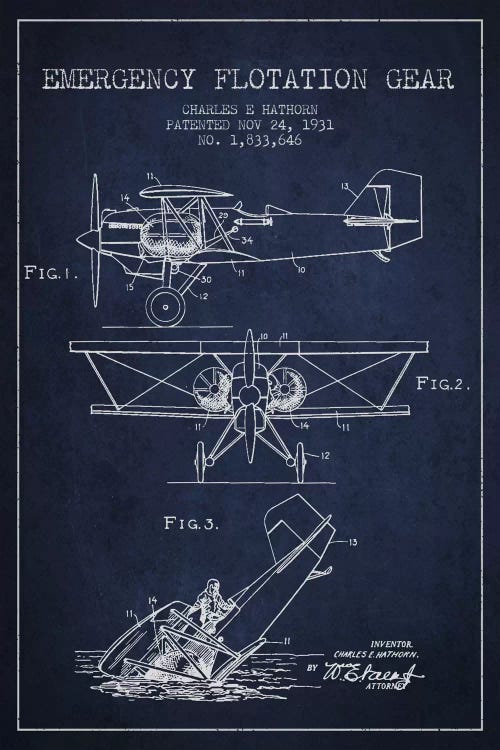 Float Plane Navy Blue Patent Blueprint