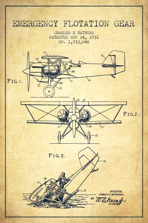 Float Plane Vintage Patent Blueprint