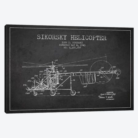 Helicopter Charcoal Patent Blueprint Canvas Print #ADP2325} by Aged Pixel Canvas Wall Art