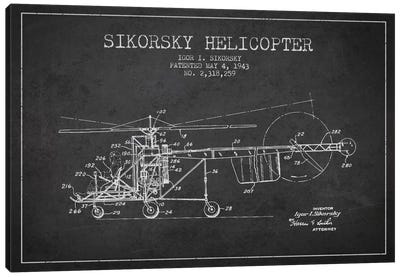 Helicopter Charcoal Patent Blueprint Canvas Art Print - Aviation Blueprints