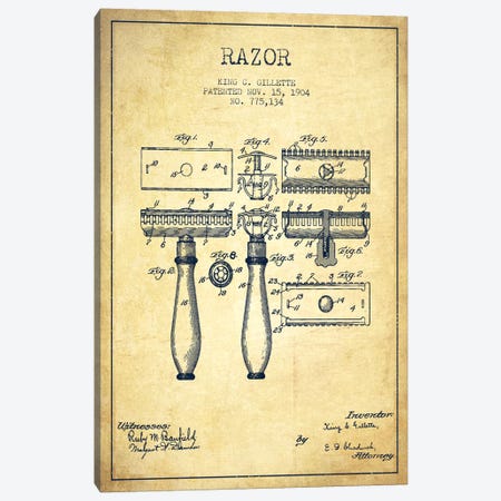 Razor Vintage Patent Blueprint Canvas Print #ADP232} by Aged Pixel Canvas Art