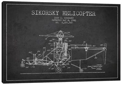 Helicopter Charcoal Patent Blueprint Canvas Art Print - Aged Pixel: Aviation