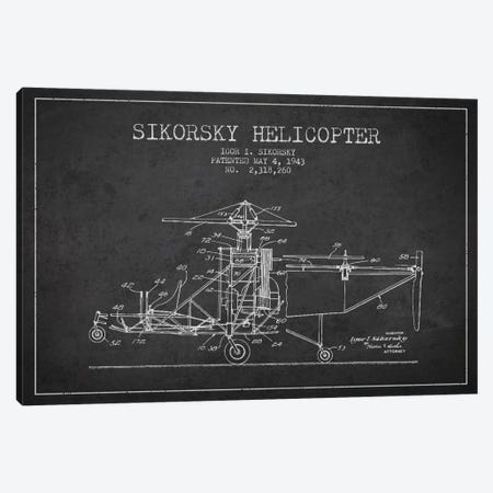Helicopter Charcoal Patent Blueprint Canvas Print #ADP2330} by Aged Pixel Canvas Wall Art