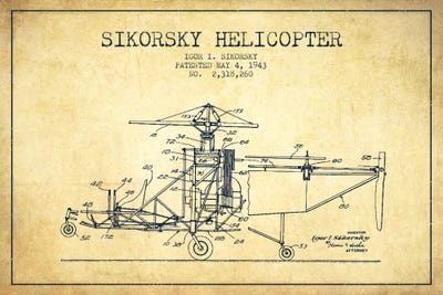 Helicopter Vintage Patent Blueprint by Aged Pixel canvas print