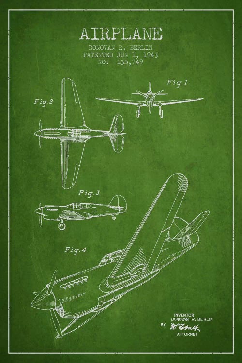 Plane Green Patent Blueprint
