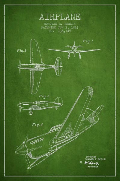 Plane Green Patent Blueprint