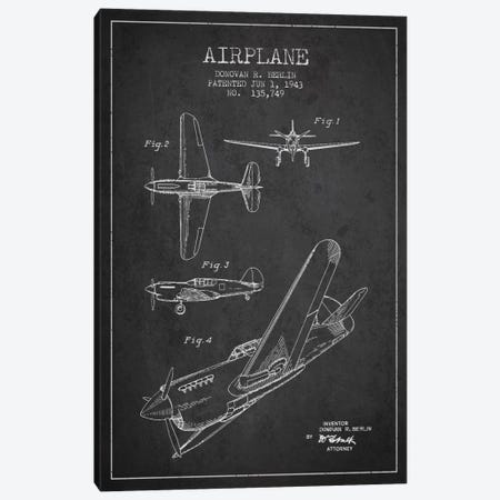 Plane Grey Patent Blueprint Canvas Print #ADP2336} by Aged Pixel Canvas Print