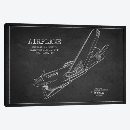 Plane Red Patent Blueprint Canvas Art Print by Aged Pixel | iCanvas