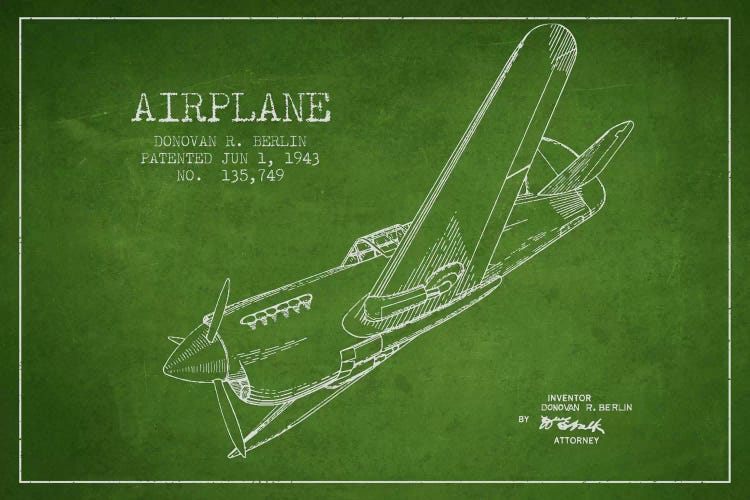 Plane Green Patent Blueprint