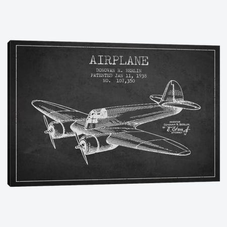 Plane Charcoal Patent Blueprint Canvas Print #ADP2345} by Aged Pixel Canvas Wall Art