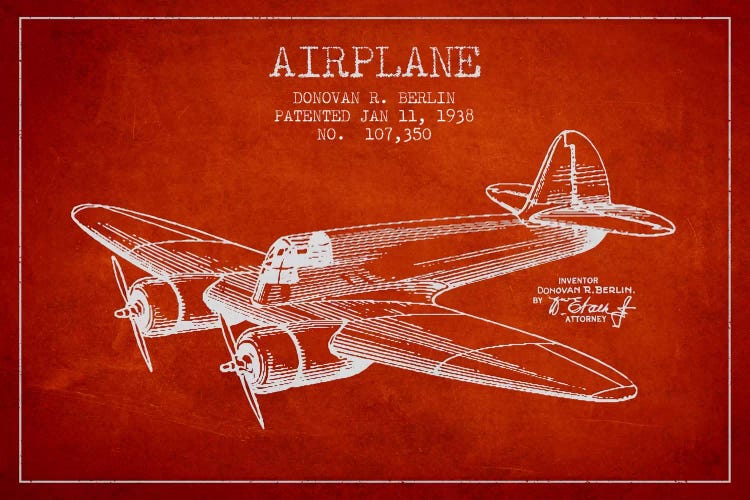 Plane Red Patent Blueprint