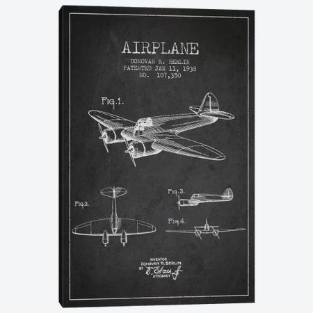 Plane Charcoal Patent Blueprint Canvas Print #ADP2350} by Aged Pixel Canvas Art