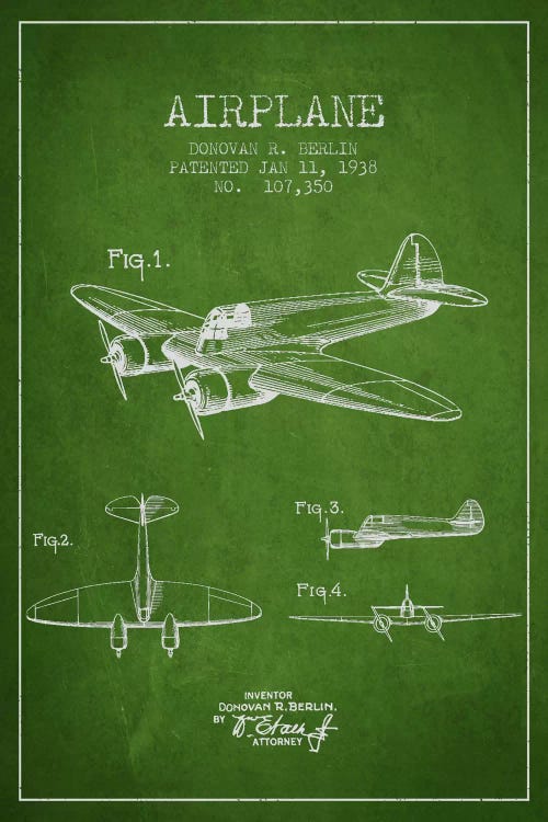 Plane Green Patent Blueprint