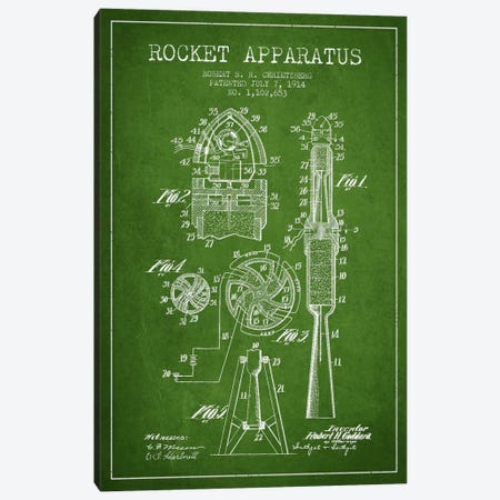 Rocket Apparatus Green Patent Blueprint Canvas Print #ADP2356} by Aged Pixel Canvas Print