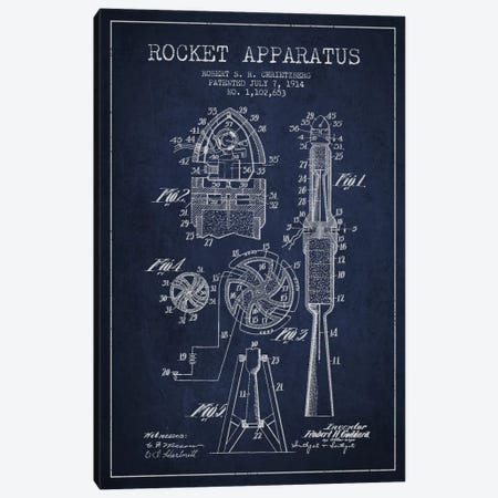 Rocket Apparatus Navy Blue Patent Blueprint Canvas Print #ADP2357} by Aged Pixel Canvas Print
