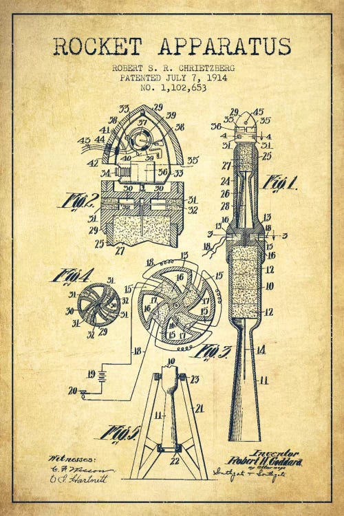 Rocket Apparatus Vintage Patent Blueprint