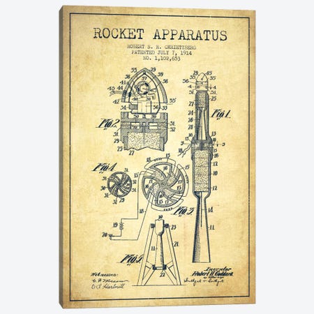 Rocket Apparatus Vintage Patent Blueprint Canvas Print #ADP2359} by Aged Pixel Canvas Art