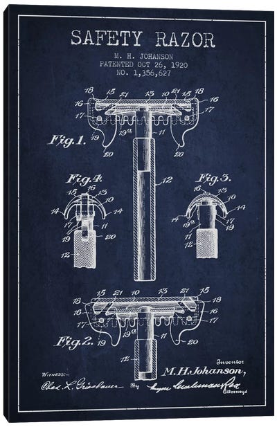 Razor Navy Blue Patent Blueprint Canvas Art Print - Aged Pixel: Beauty & Personal Care