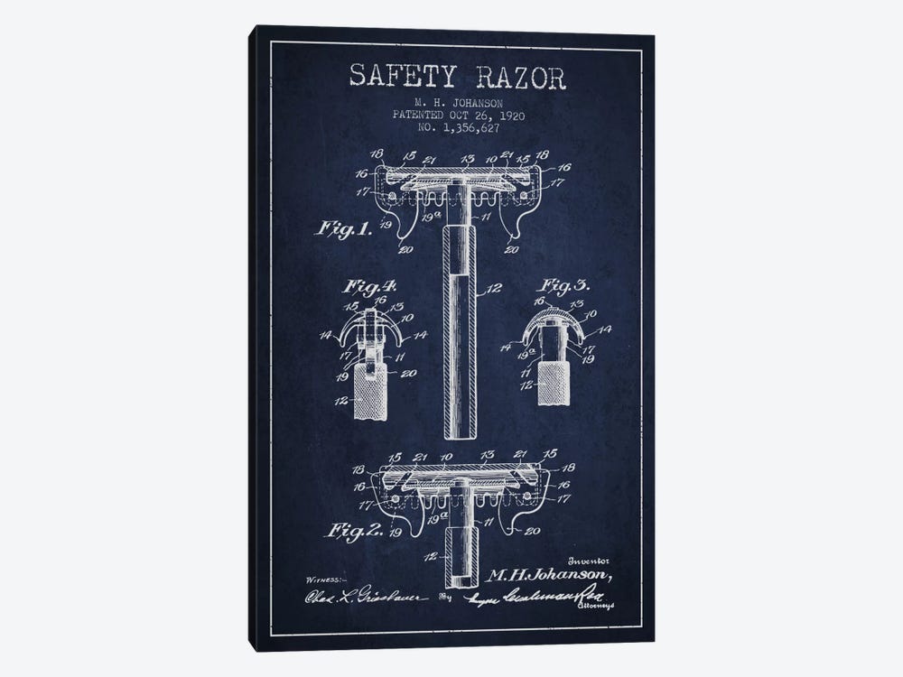 Razor Navy Blue Patent Blueprint by Aged Pixel 1-piece Canvas Art