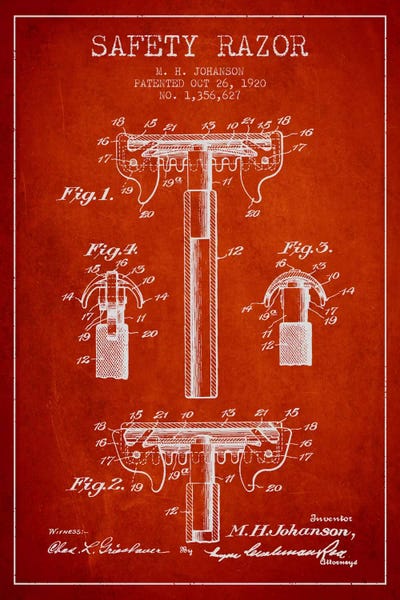 Razor Red Patent Blueprint by Aged Pixel canvas print