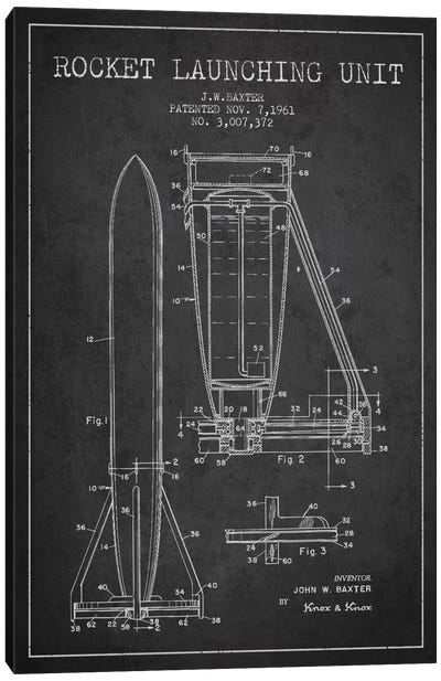 Rocket Unit Charcoal Patent Blueprint Canvas Art Print - Aged Pixel: Engineering & Machinery