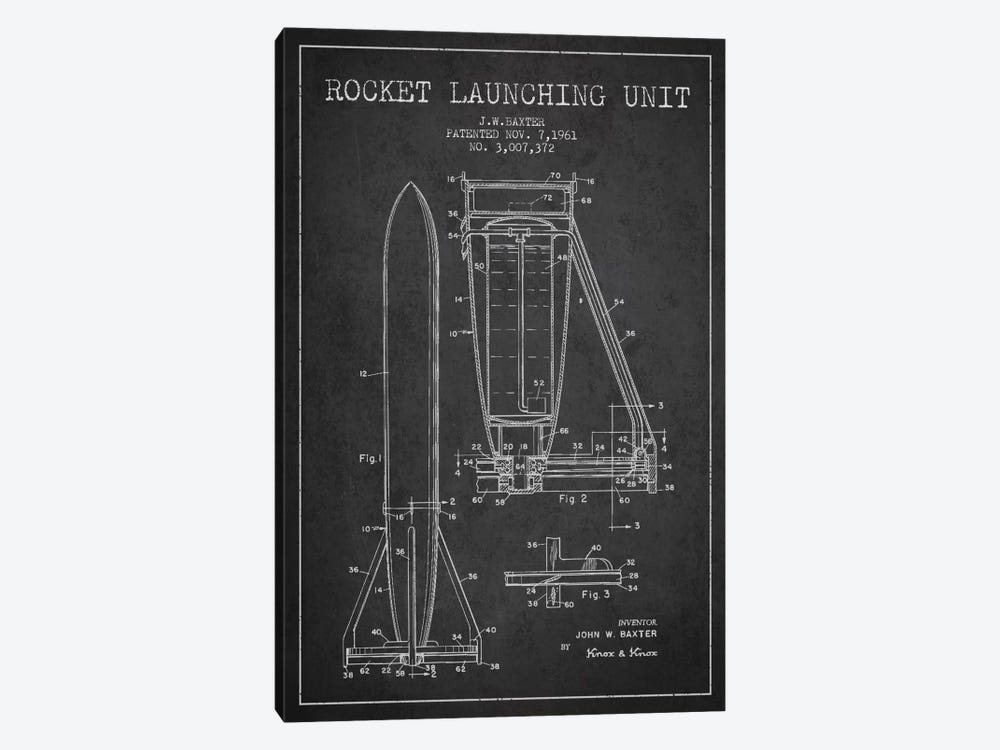 Rocket Unit Charcoal Patent Blueprint by Aged Pixel 1-piece Canvas Art