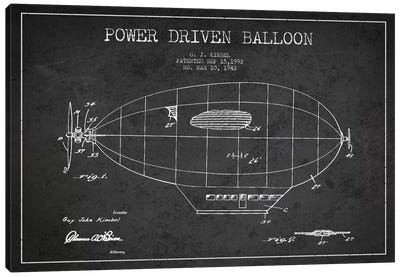 Zeppelin Charcoal Patent Blueprint Canvas Art Print - Blimp Art