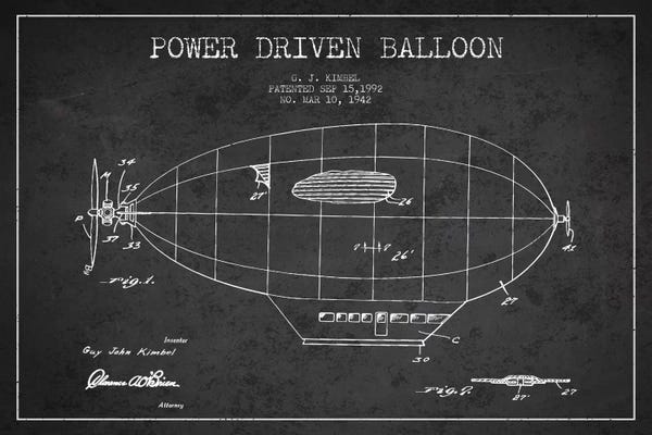 Blimps: Zeppelin Charcoal Patent Blueprint by Aged Pixel