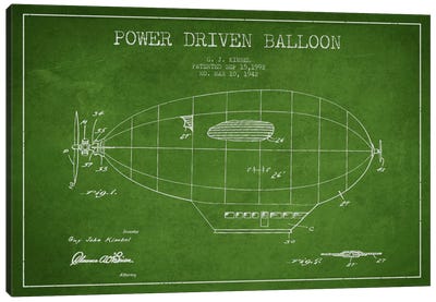 Zeppelin Green Patent Blueprint Canvas Art Print - Blueprints & Patent Sketches