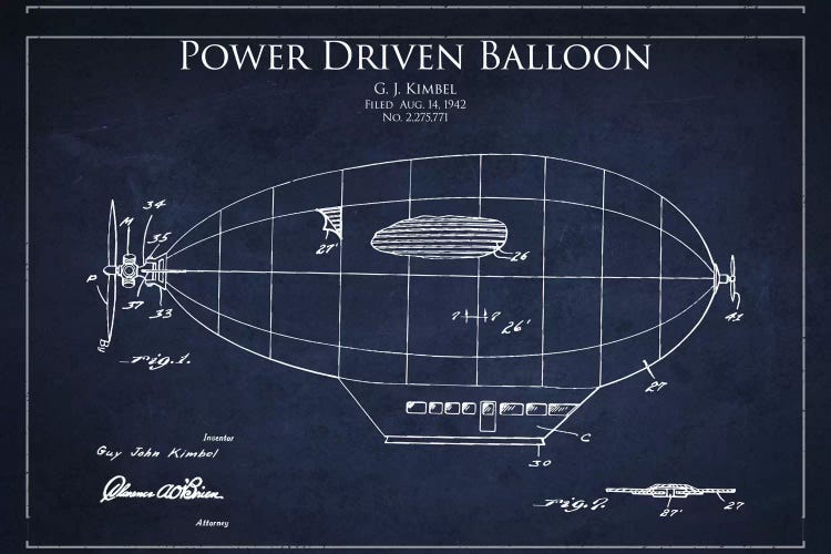 Zeppelin Navy Blue Patent Blueprint