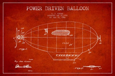 Zeppelin Red Patent Blueprint by Aged Pixel framed wall art