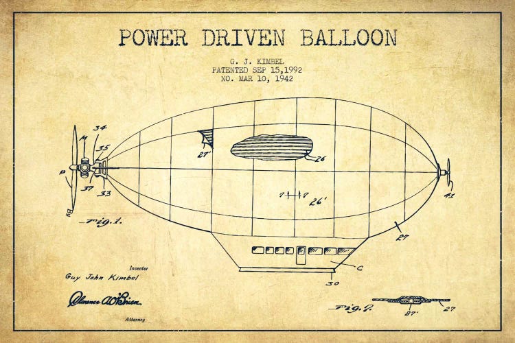 Zeppelin Vintage Patent Blueprint by Aged Pixel wall art