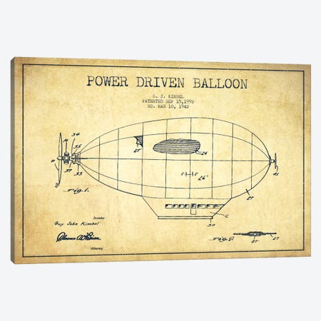 Zeppelin Vintage Patent Blueprint Canvas Print #ADP2369} by Aged Pixel Canvas Art Print