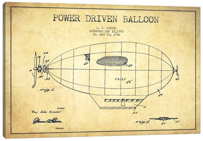 Zeppelin Vintage Patent Blueprint Canvas Art Print - Blimp Art