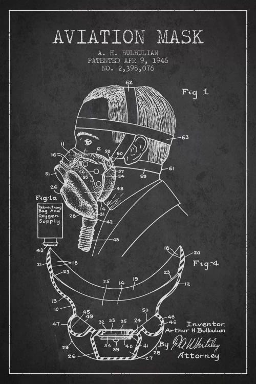 Aviation Mask Charcoal Patent Blueprint