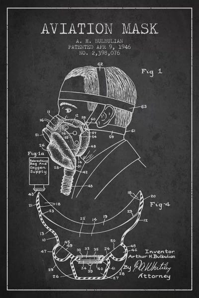 Aviation Blueprints: Aviation Mask Charcoal Patent Blueprint by Aged Pixel