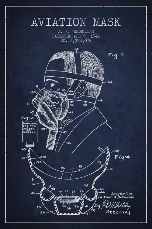 Aviation Mask Navy Blue Patent Blueprint