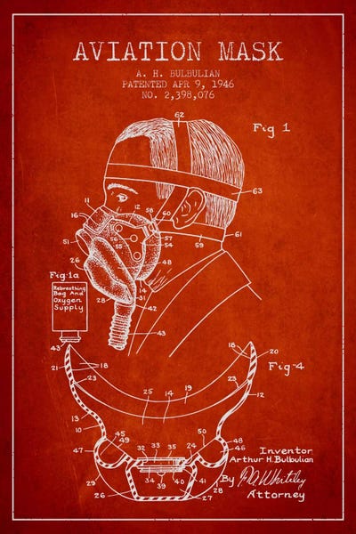 Aviation Blueprints: Aviation Mask Red Patent Blueprint by Aged Pixel
