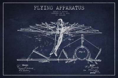 Flying Apparatus Navy Blue Patent Blueprint by Aged Pixel canvas print