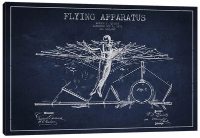 Flying Apparatus Navy Blue Patent Blueprint Canvas Art Print - Aged Pixel: Aviation